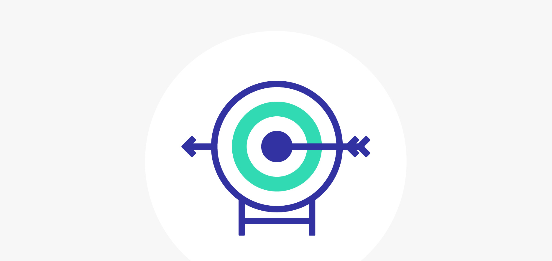 Icon Of A Target With A Bullseye, And Two Arrows Hitting The Center From Opposing Directions. The Target Is Displayed On A White Circular Background.