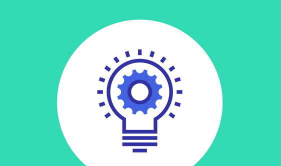 An Icon Of A Light Bulb With A Cog Inside, Symbolizing Innovation And Technology, On A White Circle Background With A Green Outer Surrounding.