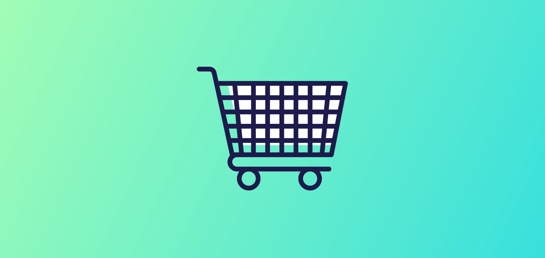 A Simple Shopping Cart Icon Is Centered On A Gradient Background That Transitions From Light Green To Light Blue.