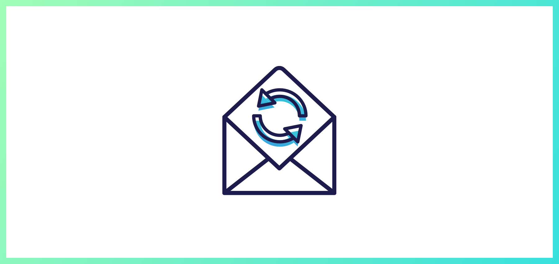 An Envelope Icon Contains Two Circular Arrows, Indicating Synchronization Or Update. The Image Has A Gradient Border.