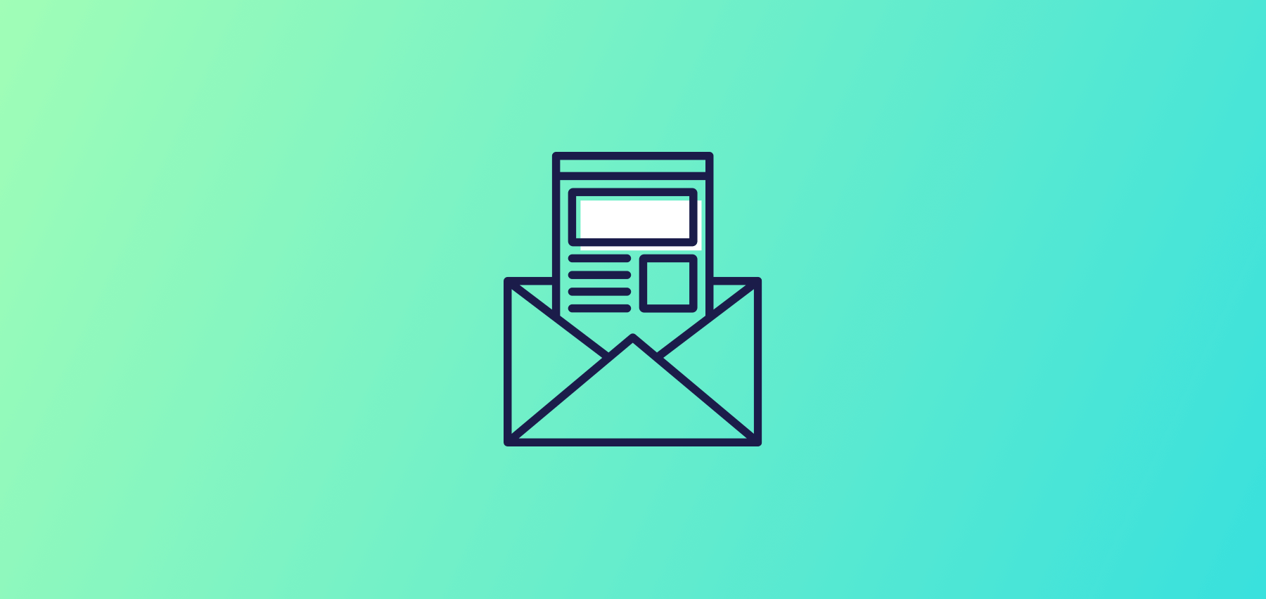 Icon Of An Envelope With A Document Inside Against A Gradient Teal Background.