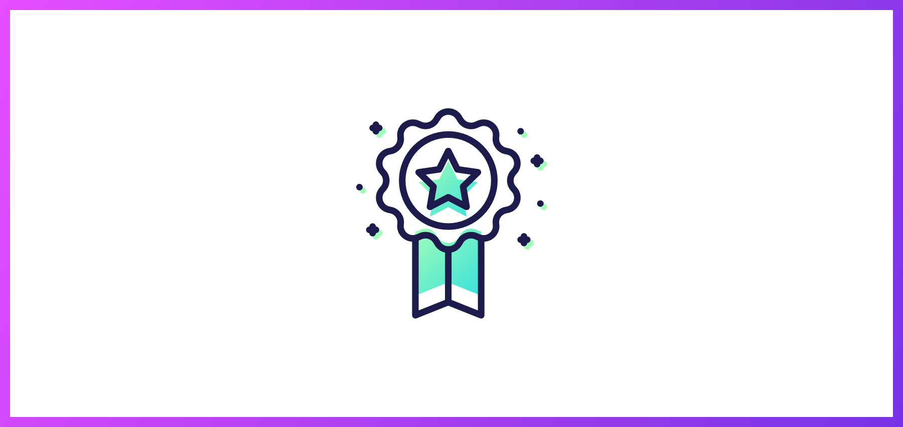 An Icon Of A Rosette With A Star In The Center, Symbolizing An Award Or Achievement, Set Against A White Background With A Purple Border.