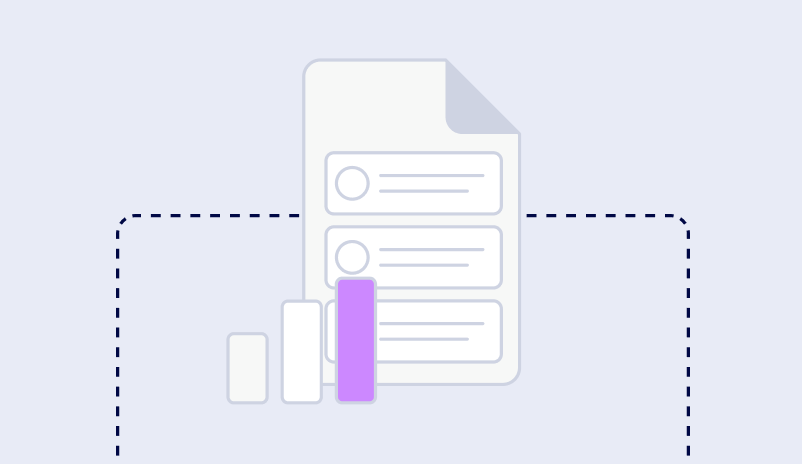 An Illustration Of A Document And Bar Graph, With One Bar Highlighted In Purple, Enclosed In A Dashed Rectangle Border.