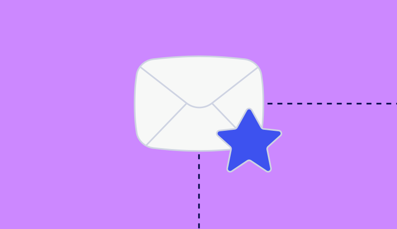 An Envelope Icon With A Blue Star On A Purple Background.