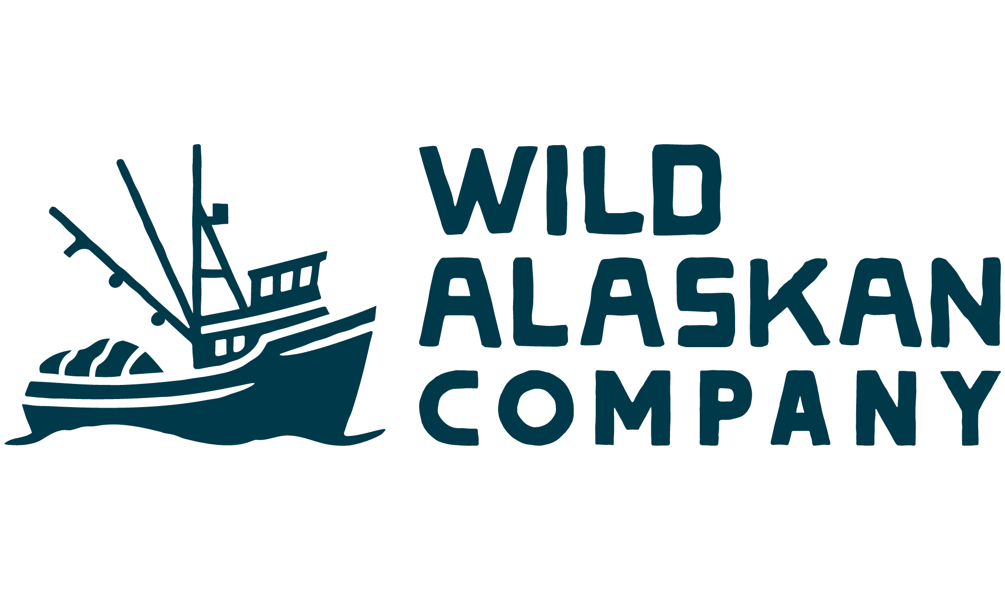 Logo Of Wild Alaskan Company Featuring A Fishing Boat And Stylized Text.